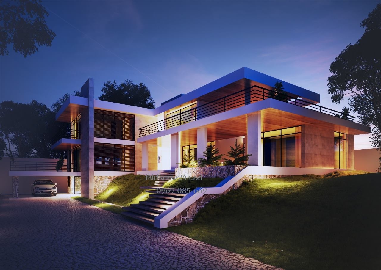 Thiết kế mẫu biệt thự 2 tầng phong cách hiện đại 
