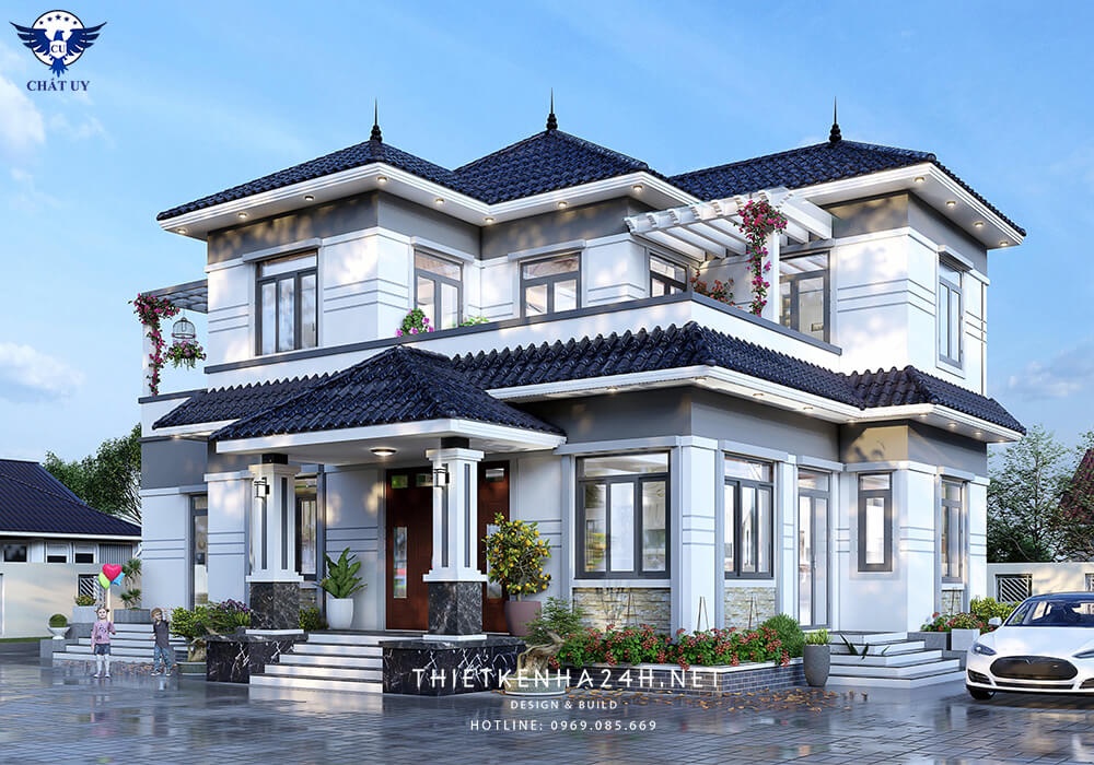 Biệt thự mái Nhật 2 tầng đẹp thiết kế rộng rãi