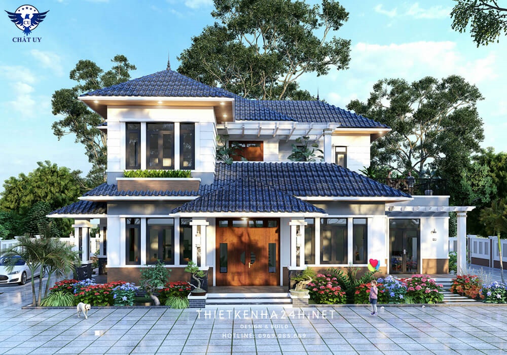 Nhà mái Nhật 2 tầng đẹp thiết kế 3 mặt tiền cực thoáng